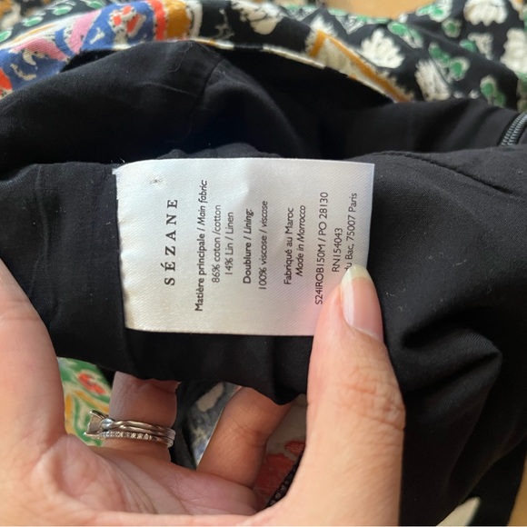 Sezane Black Multicolor Geometric Paisley Midi Dress - Picture 8 of 8